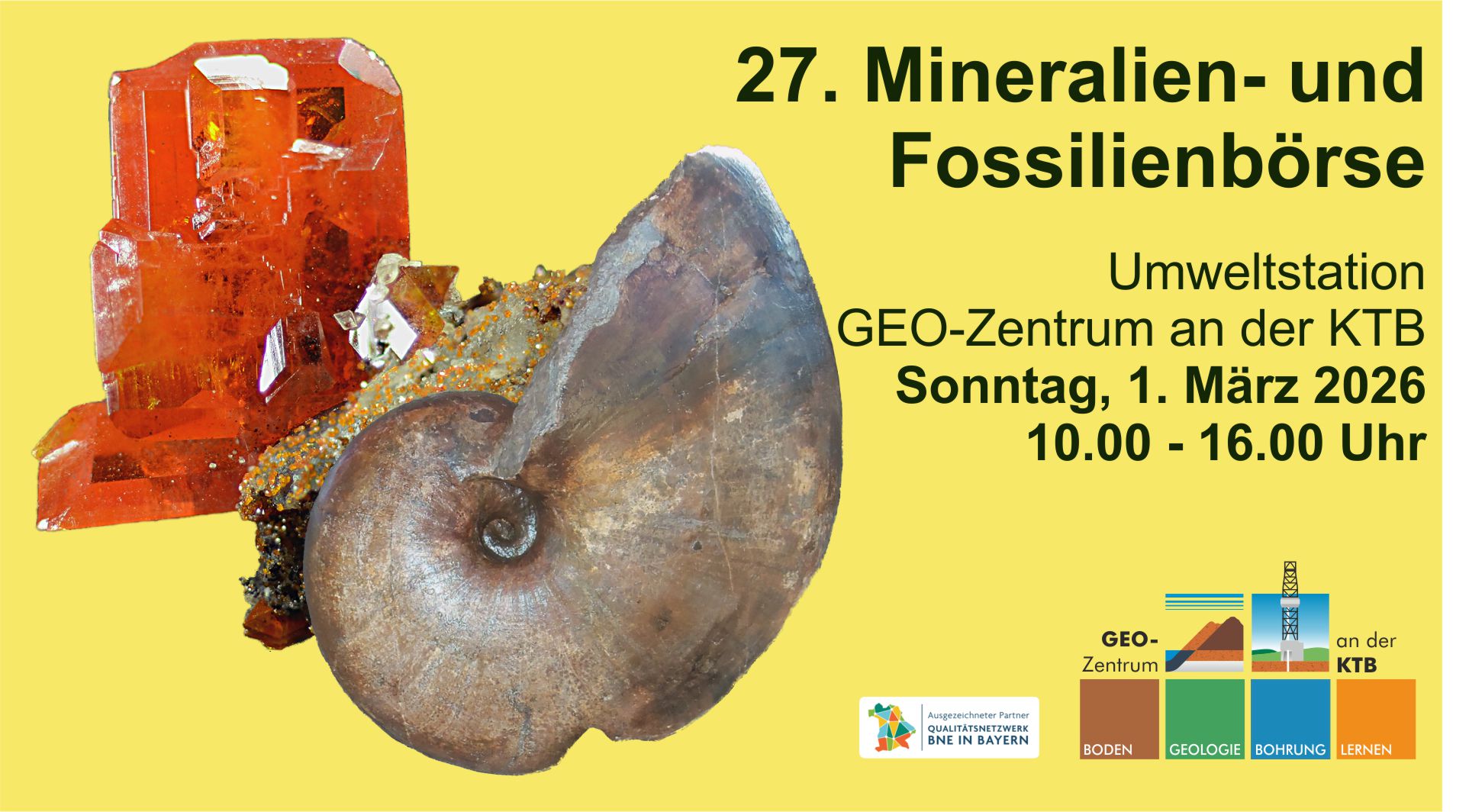 Veranstaltungshinweis 27. Mineralienbörse am 01.03.2026.